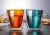 Manufacturer Low Price 450ml High Borosilicate Amber Blue Color Double Wall Glass Coffee Drink Cup With Handle