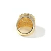Mens Hip-hop Ring Trend Retro Copper Material Real Gold Electroplated Flower Diamond Ring Personalized Jewelry Wholesale