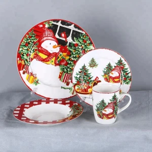 Merry Christmas 18-piece Snowman&#x27;s Sleigh round new bone china Dinner sets,Service for 6