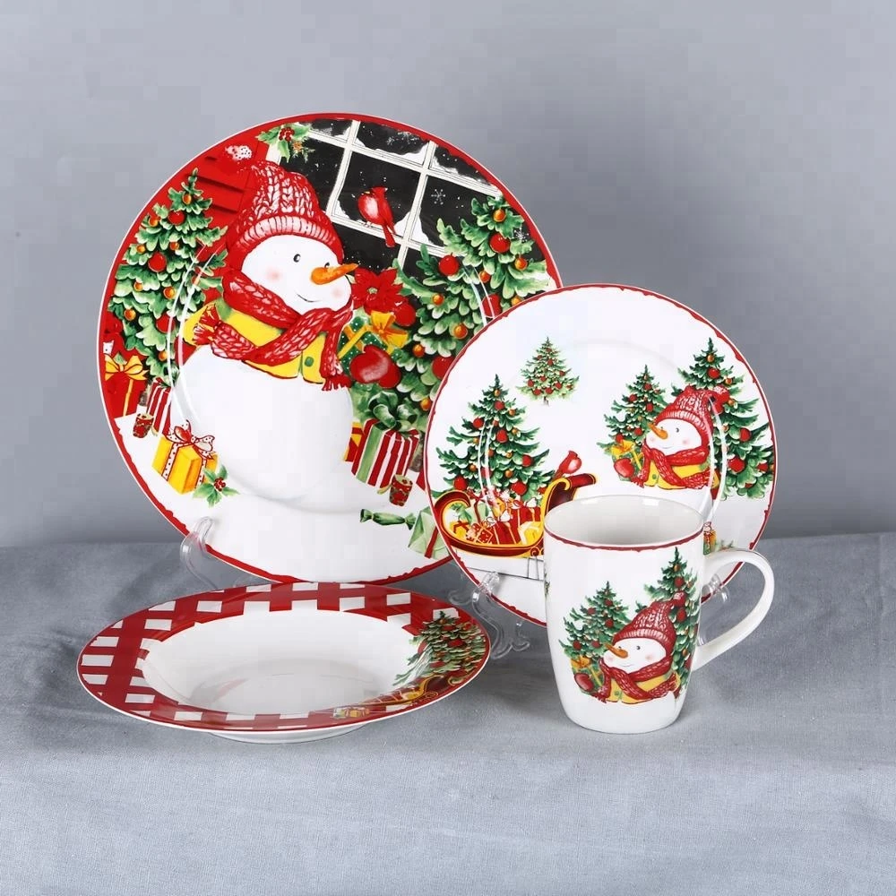 Merry Christmas 18-piece Snowman&#x27;s Sleigh round new bone china Dinner sets,Service for 6