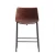 Import Mid Century Modern Style Brown Leather Bucket Seat Black Metal Base Dining Chairs from China
