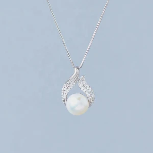 minimalist fresh water pearl 925 silver necklace japan lady