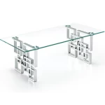 Modern Factory Luxury Vintage Gold Brushed Top Glass Center Living Room Furniture Cafe Coffee Table