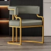 Modern Home Hotel Restaurant New Design Stainless Steel Dining Chair Leather Metal Chair Upholstery Armrest Chair