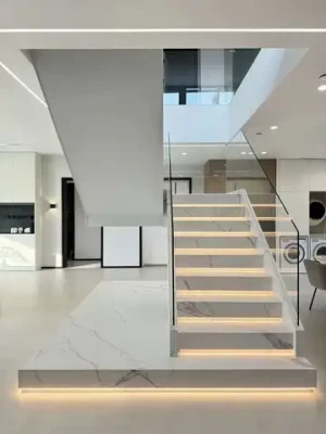 Modern Home Interior Design white sintered stone staircase one stop solution of the staircase and stair steel structure
