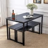 Modern Studio Collection Kitchen Small Bench Table Set Dinette 3 pcs wooden top Dining Table with Bench