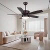 Modern Wooden With Remote Control Metal Shelf Led Ceiling Fan Light