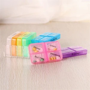Morning Noon Afternoon Night Daily 28 Detachable Compartments Small Pill Organizer 7 Day Weekly with Cute Travel Case
