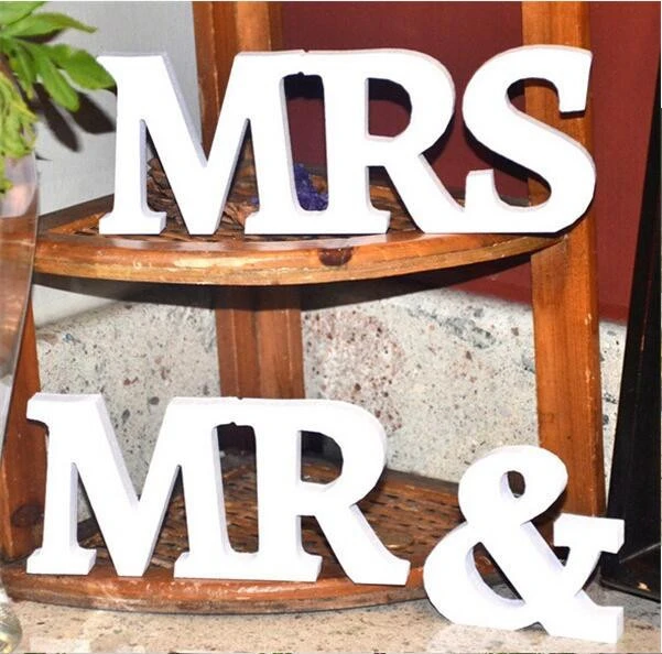 MR &amp; MRS wooden letter home table decoration