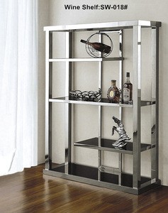 Multifunctional 4 layer stainless steel glass top stainless steel storage 4 tier shelf (SW-018#)