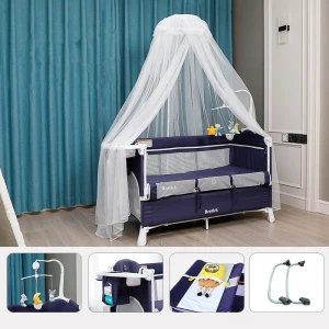 Multifunctional baby crib splicing large bed removable portable folding newborn baby bedside bed cradle bed