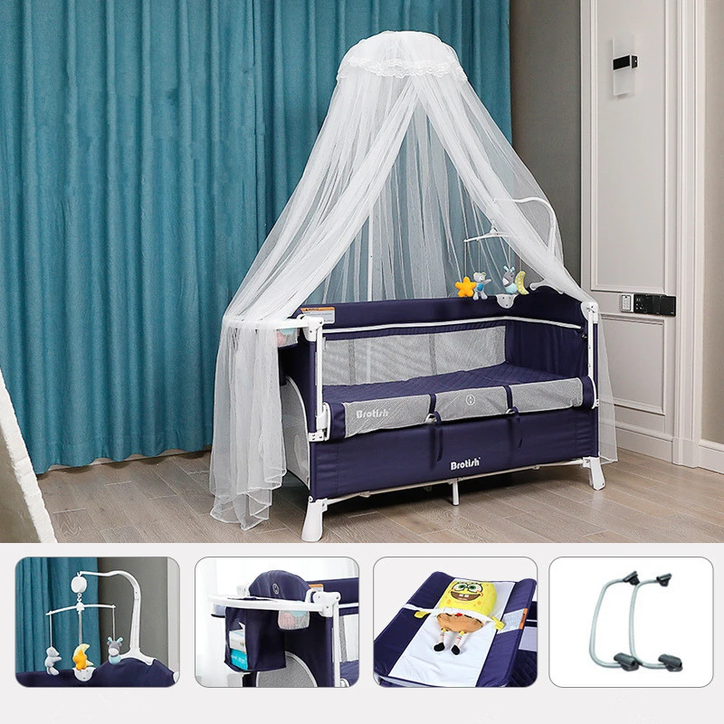 Multifunctional baby crib splicing large bed removable portable folding newborn baby bedside bed cradle bed