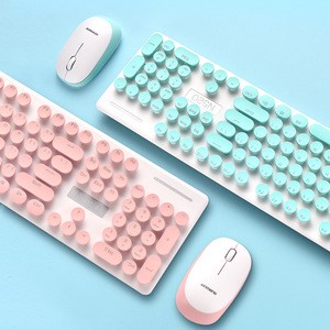 multimedia style and stock products status mini 2.4g wireless keyboard and mouse pink keyboard mouse combos