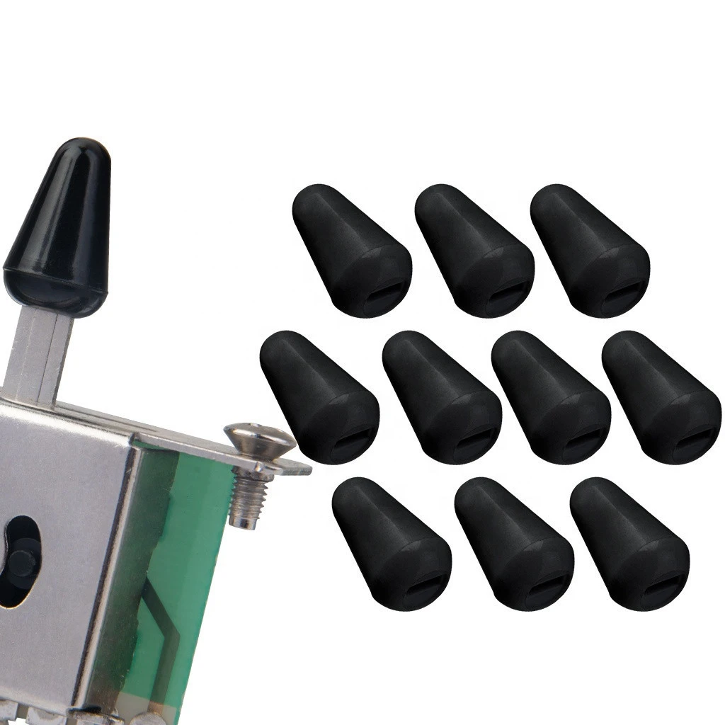 NAOMI 10pcs Guitar 3/5 Way Switch Tip Cap Switch Knob Fits Strat/TL/Stratocaster Black/White(Conical)