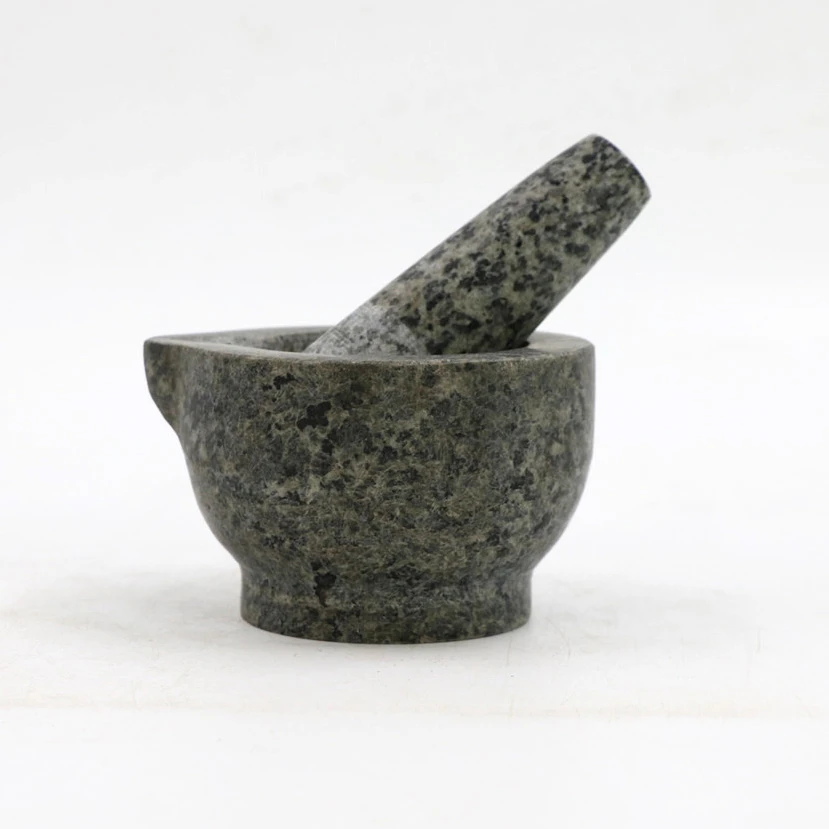 Natural black granite stone 6.1  mortar & pestle  15.5*11 cm bowl in herb and spice tools morteros de piedra