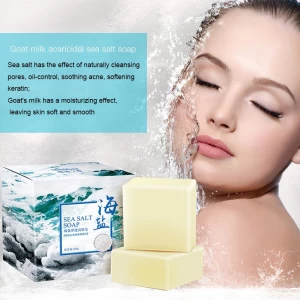Natural Organic Handmade Sea Salt Soap Pore Cleaner Pimple Remover Beauty Products Whitening Bar Toilet Soap Bath And Body Works