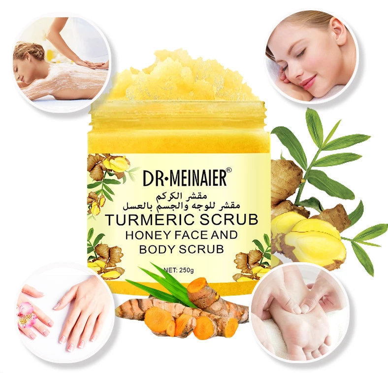 Natural Turmeric Scrub Honey Face Body Scrub Ginger Salts Moisturize Exfoliating Whitening Organic Skin Care Private Label