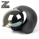 New Arrival Carbon Fiber Motorbike Helmet Open face 3/4 Motorcycle Vintage Retro Helmet Bubble Lens Inner visor