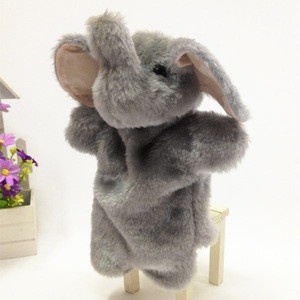 New arrival OEM custom grey soft plush hand puppet, elephant puppet