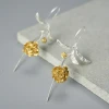 New Arrival Real 925 Sterling Silver Fine Jewelry Cherry Blossom Earrings Women
