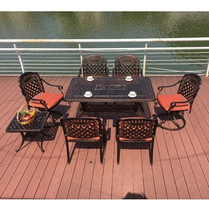 New design table and chair cast aluminum patio outdoor furniture