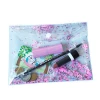 New Products Nice Looking PVC Clear Glitter Makeup Bag Cosmetic Pouch with Snap Button Closure
