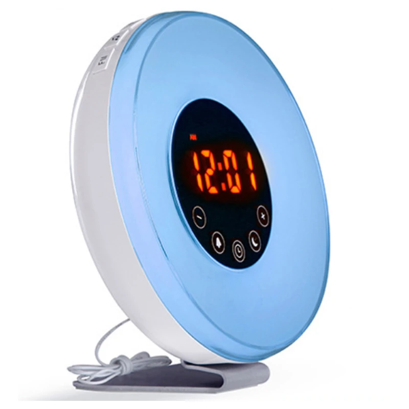 New smart wake-up light alarm clock led touch clock LED light FM radio bedroom simulated sunrise and sunset alarm clock