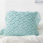 New Style OEM Crocheted knitted blended wool  Handmade  Cushions  Pillow With fringes