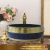 Import Newest Design Gold Line Ceramic Modern Moroccan Round Bathroom Sink Hand Wash Basin from China
