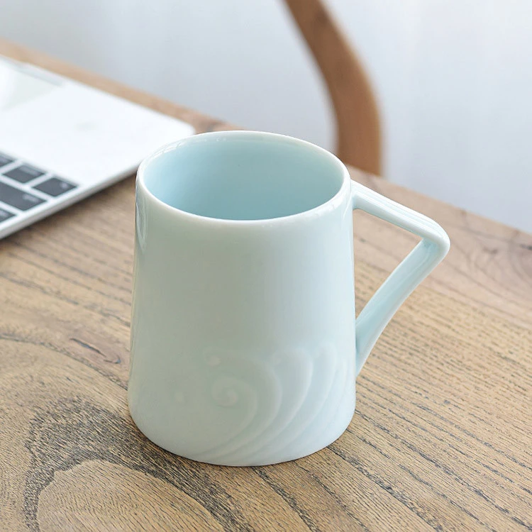 Newly designed tea cup, ceramic coffee cup with handle, solid color coffee cup and mug