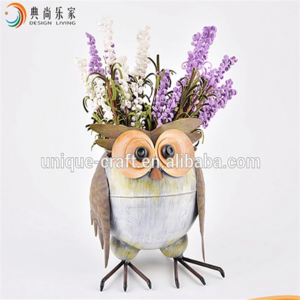 Nice design cute owl metal garden planters wall mounted flower pot