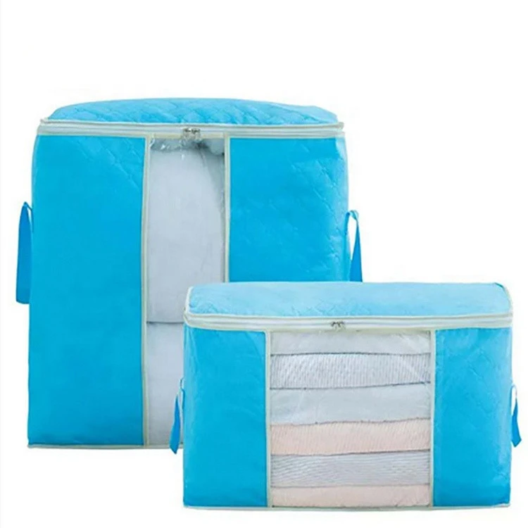 Non-Woven Storage Bag Clear Window Folding Bag Clothes Blanket Bedding Storage Organizer Under Bed Storage Bag