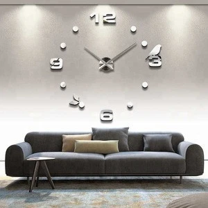 Novelty modern design decorative large size DIY 3D wall clock for decoration