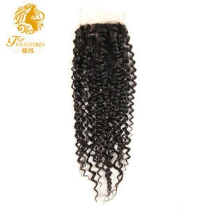OEM Brazil 4x4 Lace real hair toupee kinky curly closure Middle/trisection/free kinky hair lace closure