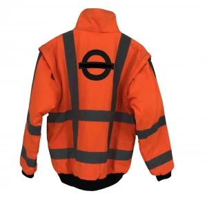 OEM polyester wool lining orange Hi vis winter jacket reflective workwear detachable lining and sleeves