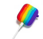 OEM Silicone Rainbow Case For airpod 12 for airpod pro  Soft Silicone Back Case Cover with  Keychain Protective Cover Skin