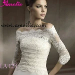 off shoulder long sleeve lace bridal jackets