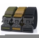 Outdoor Camping Military Nylon Webbing 1.5 Inch Tactical Belt Adjustable Rigger Belt with Magnetic Quick-Release Gear Clip Metal