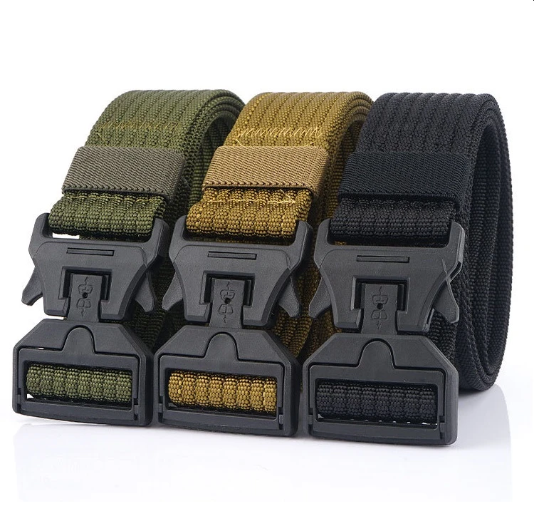 Outdoor Camping Military Nylon Webbing 1.5 Inch Tactical Belt Adjustable Rigger Belt with Magnetic Quick-Release Gear Clip Metal