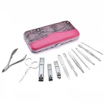 Pattern Purple 12Pcs Manicure Set Stainless Steel Nail Manicure Pedicure Set Girl Gift Women 12 pieces Nail Cutter Tool Kit