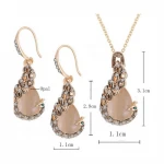 Pink Bohemian Tribal Jewelry Stone Long Knotted Long Glass Drop Pendant Necklaces With Earring Sets