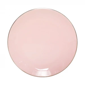 Pink Color Stoneware dinner plate with gold rim