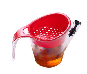 Plastic Gravy fat Separator with measuring line for kitchen,Plastic cooking oil water separator with Strainer &amp; Stopper set