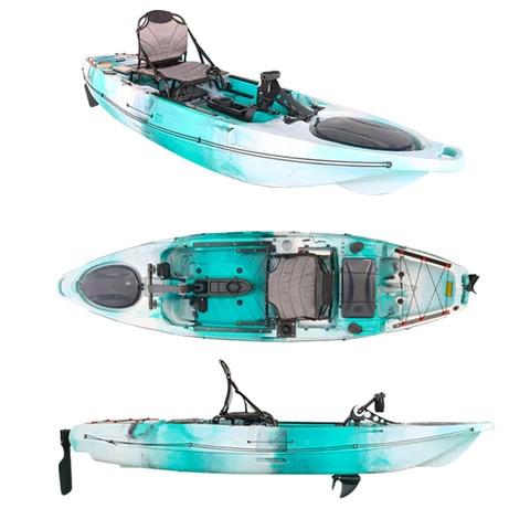 Plastic Material Sit On Top Fin Pedal Drive System Fishing Kayak For 1 Person Foot Drive Canoe