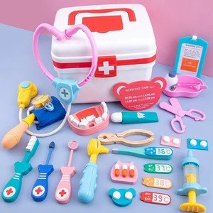 plastic&amp;wooden Toys Pretend Play Doctor Set Nurse Injection Medical Kit Role Play Classic Toys Simulation Doctor Toy