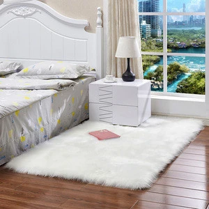 Plush Carpet Mat Living Room Rectangle Faux Wool Carpet
