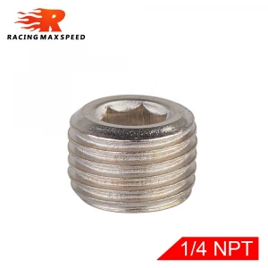 Pneumatic Internal Hex Thread Pipe Plugs Connector 1/4 NPT and 1/8 NPT copper nickel plated