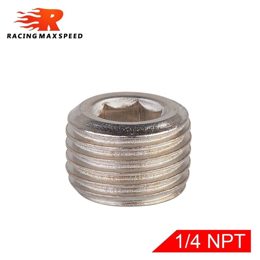 Pneumatic Internal Hex Thread Pipe Plugs Connector 1/4 NPT and 1/8 NPT copper nickel plated