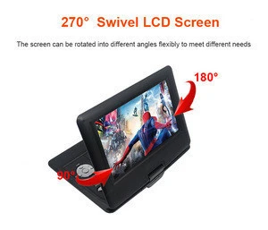 Portable DVD Player 10.1 inch Swivel DVD Player DIVX USB Portable TV Portatil DVD Player TV Car Charger RCA with Battery
