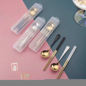 Portable Stainless Steel coffee tea spoon Chopsticks With Case Stainless Steel Cutlery Set